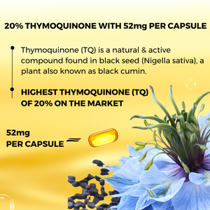 Black Seed Oil Capsules 800mg With 20%Thymoquinone - 52mg per Capsule, Cold Pressed, Extra Virgin! Vegetarian Capsule HPMC