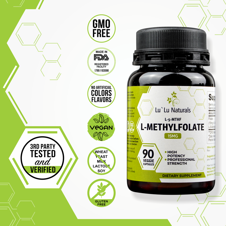 L-Methylfolate 15mg | Optimized and Active | 90 Veggie Capsules | Non-GMO, Gluten Free | Methyl Folate, L 5-MTHF |