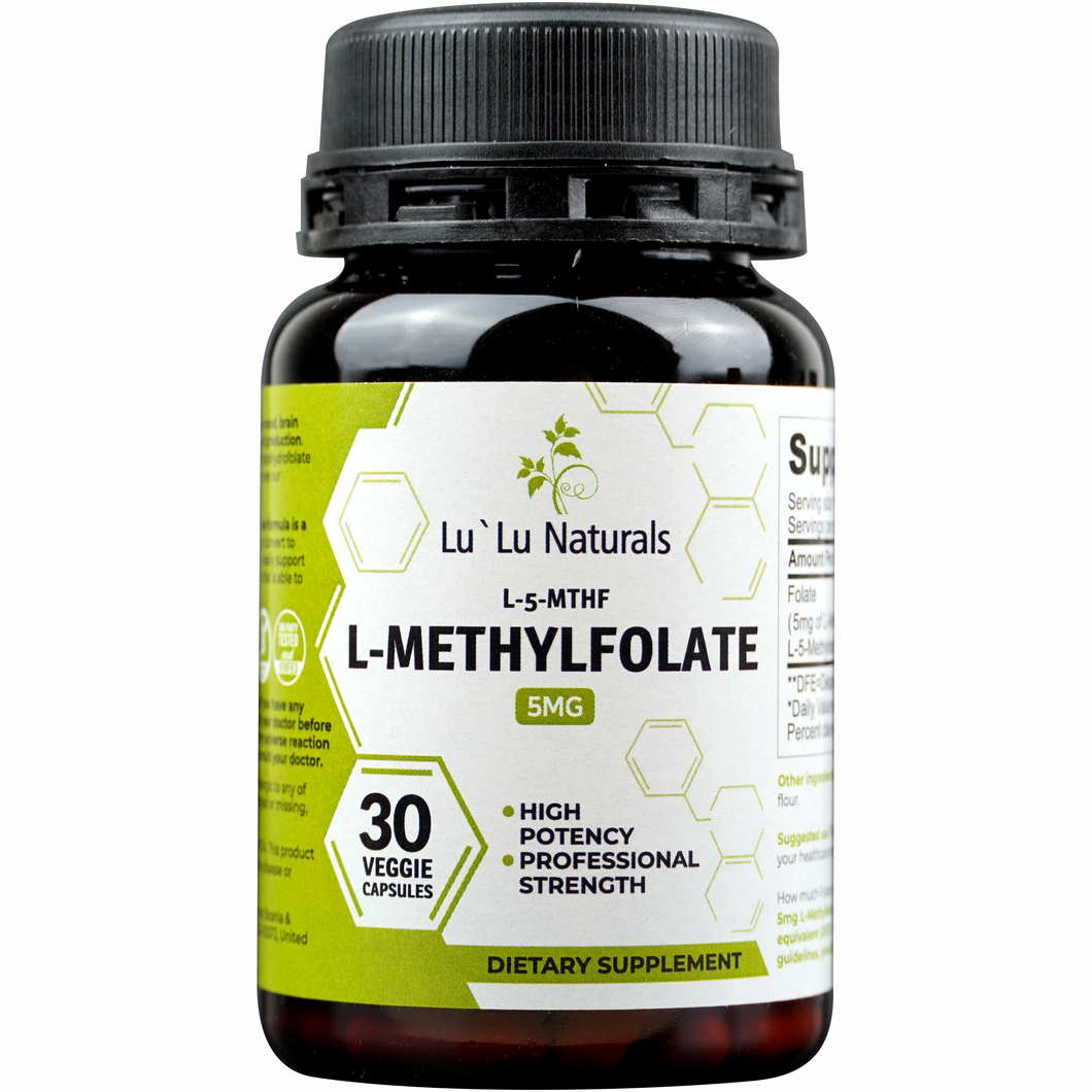 L-Methylfolate 5mg | Optimized and Active | 30 Veggie Capsules | Non-GMO, Gluten Free | Methyl Folate, L 5-MTHF |